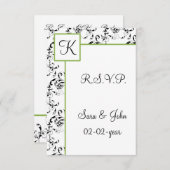 mod damask wedding R.S.V.P standard 3.5 x 5 RSVP Card (Front/Back)