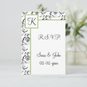 mod damask wedding R.S.V.P standard 3.5 x 5 RSVP Card (Standing Front)