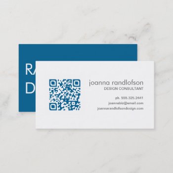 Mod Dark Blue Qr Code Business Card by SublimeStationery at Zazzle