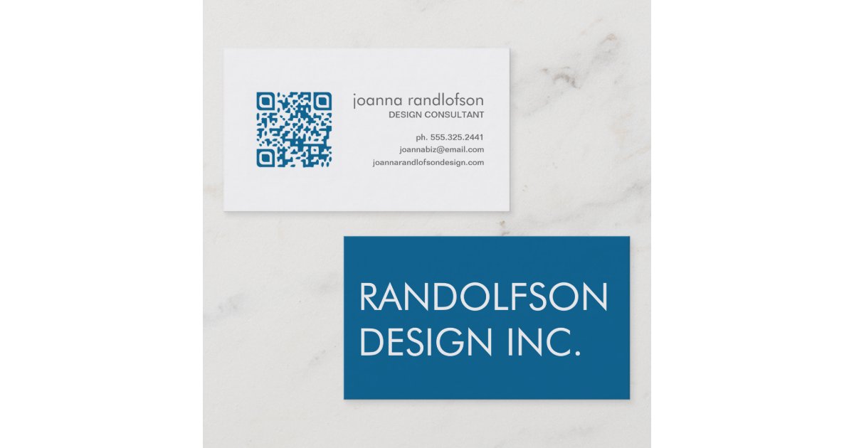 Mod Dark Blue QR CODE Business Card Zazzle