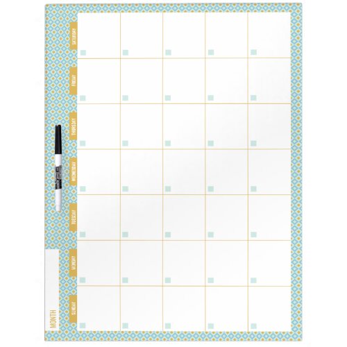 Mod Diamonds Home Calendar Grid Dry Erase Board