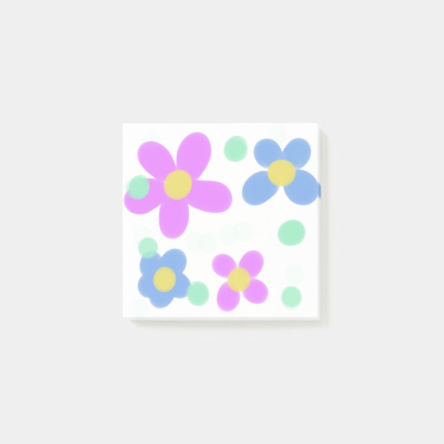 Mod Dots Floral Print Post-it Notes (Front)