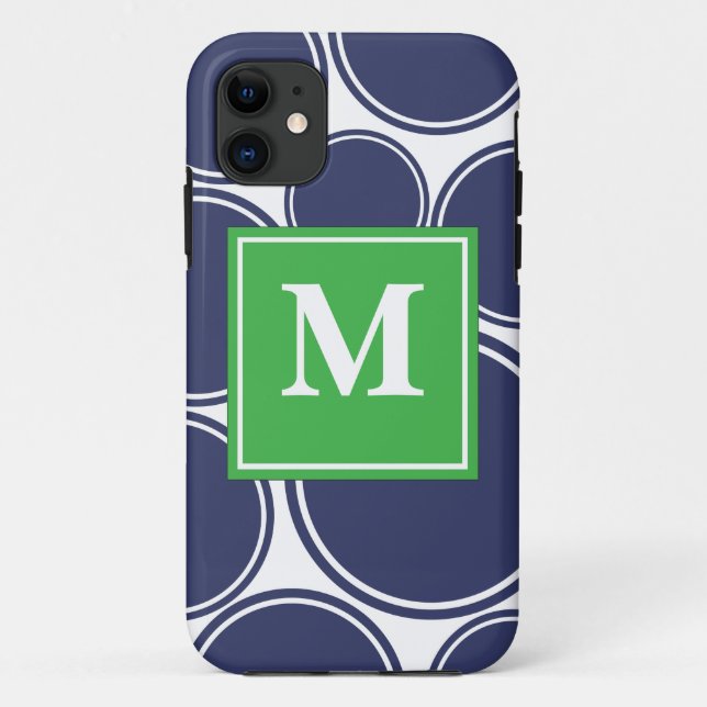 Mod Dots in Navy Case-Mate iPhone Case (Back)