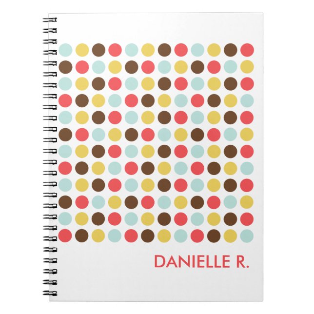 Mod dots pattern orange white personalized journal (Front)