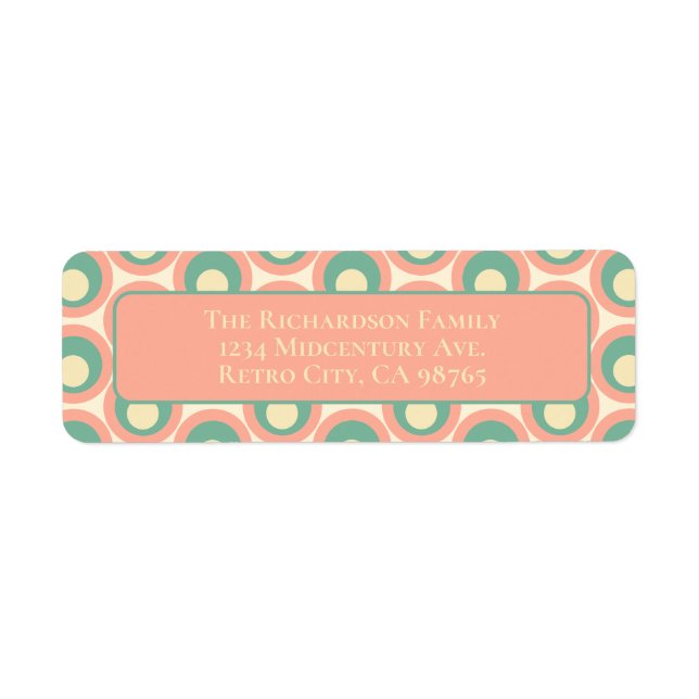 Mod Dots Retro Aesthetic Blush Pink and Teal Label (Front)