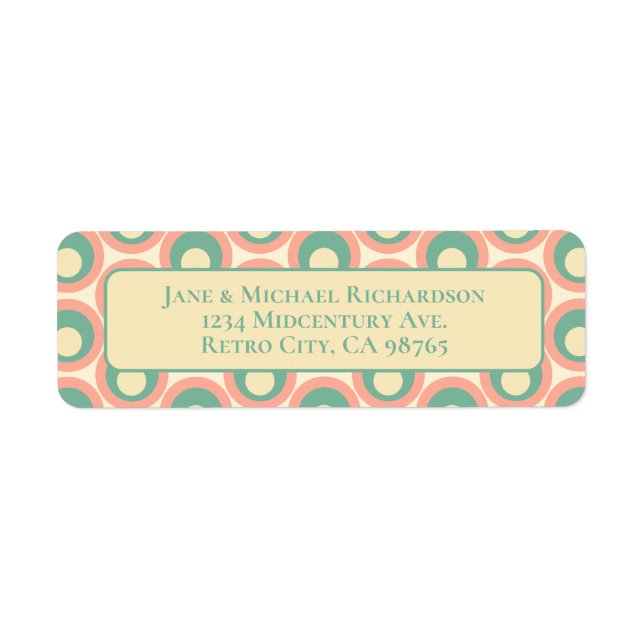 Mod Dots Retro Teal and Blush Pink Pattern Label (Front)