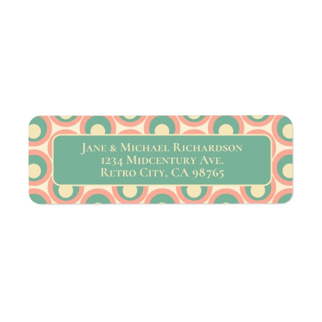 Mod Dots Retro Teal and Blush Pink Pattern Label (Front)
