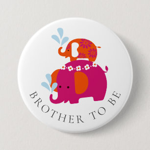 Mod Elephant Baby Shower Brother to Be Button