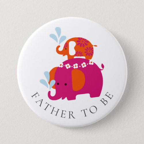 Mod Elephant Baby Shower Father to Be Button