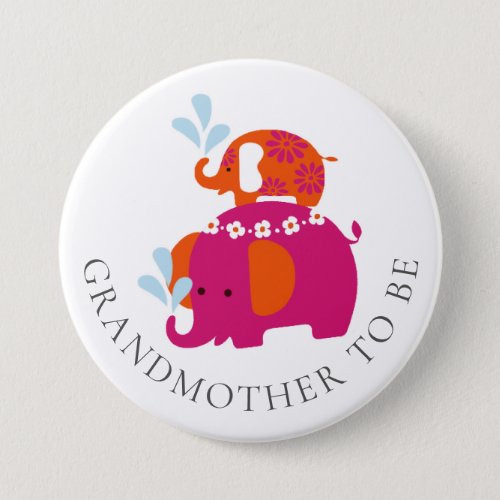 Mod Elephant Baby Shower Grandmother to Be Button