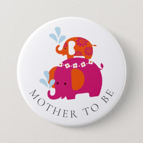 Mod Elephant Baby Shower Mother to Be Button