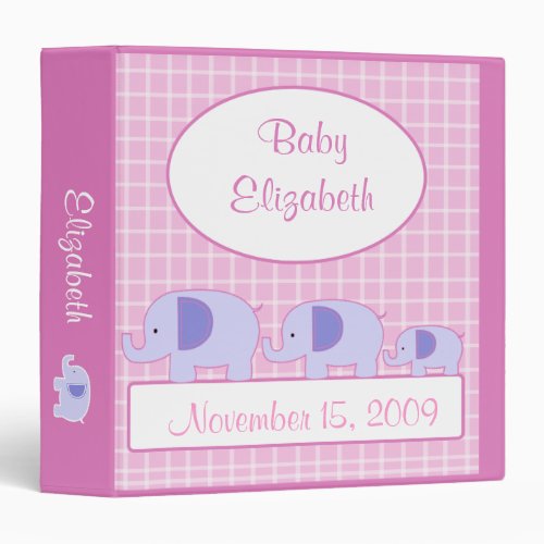 MOD ELEPHANT PINK GIRL New Baby Photo Album Binder