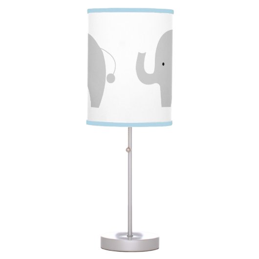 Mod Elephant White with Light Blue Trim Table Lamp (Front)