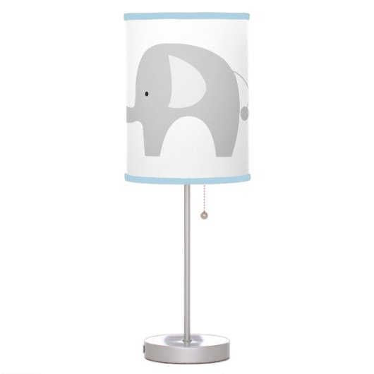 Mod Elephant White with Light Blue Trim Table Lamp (Left)