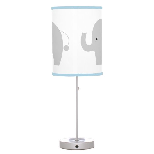 Mod Elephant White with Light Blue Trim Table Lamp (Back)