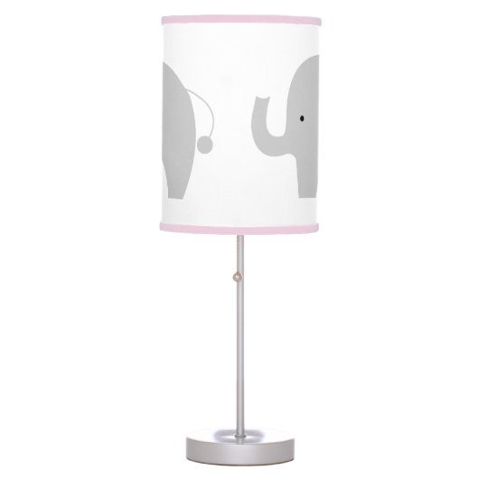 Mod Elephant White with Pink Trim Table Lamp (Front)