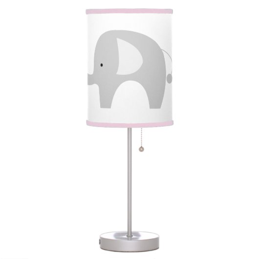 Mod Elephant White with Pink Trim Table Lamp (Left)