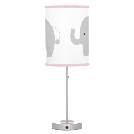 Mod Elephant White with Pink Trim Table Lamp (Back)