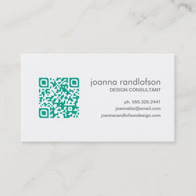 Mod Emerald Green QR CODE Business Card (Front)