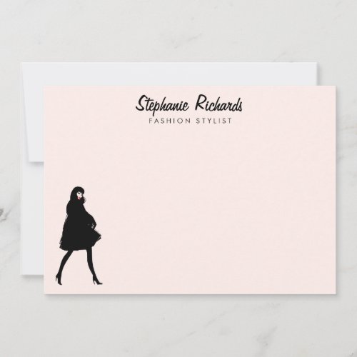 Mod Fashion Girl Boutique Pink Flat Notecard