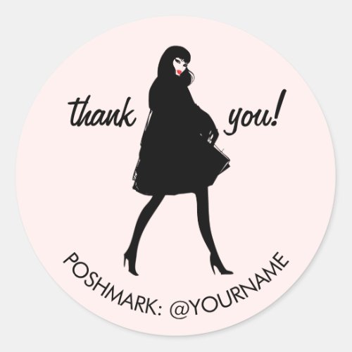 Mod Fashion Girl Boutique Poshmark Seller Pink Classic Round Sticker