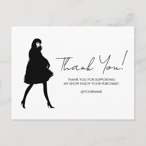 Mod Fashion Girl Boutique Scripted Thank You Postcard
