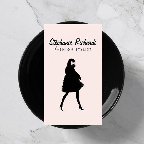 Mod Fashion Girl Boutique Stylist Pink Business Card