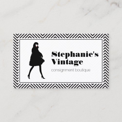 Mod Fashion Girl with Pattern Boutique Stylist Business Card