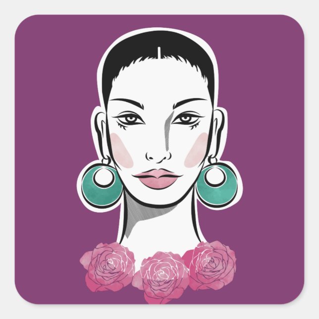 Mod Fleur 1960s Woman Square Sticker (Front)
