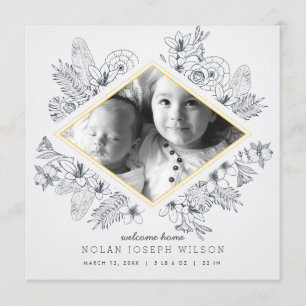 Mod Floral Birth Announcement