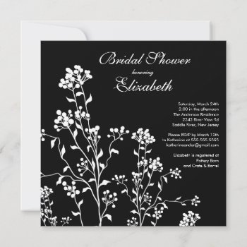 Mod Floral Bridal Shower Invitation Black White by celebrateitinvites at Zazzle