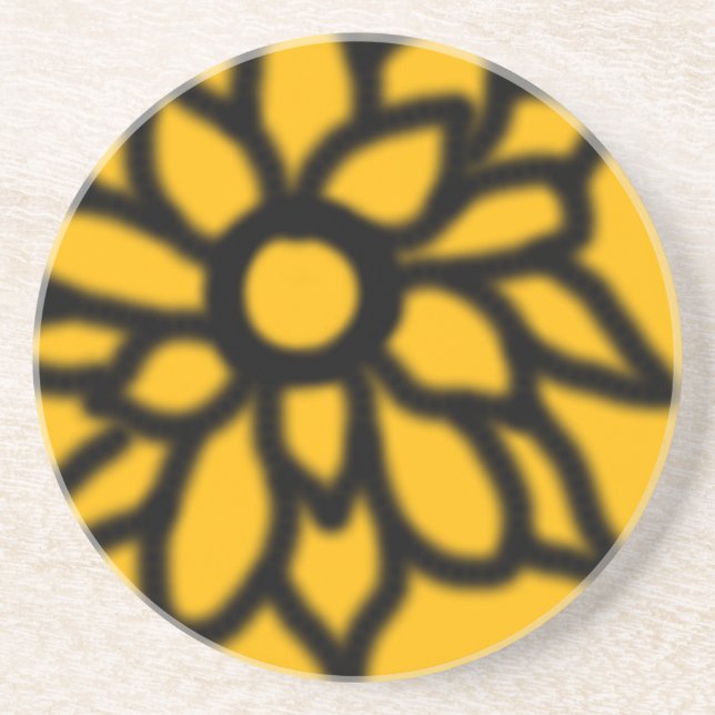 Mod Floral Coaster (Yellow) (Front)