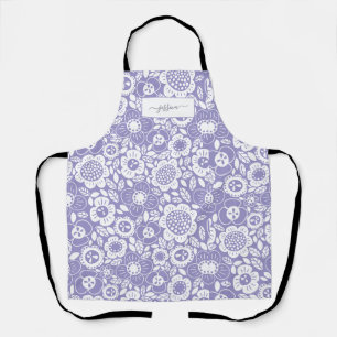 Mod Floral Pattern with Script Name Apron
