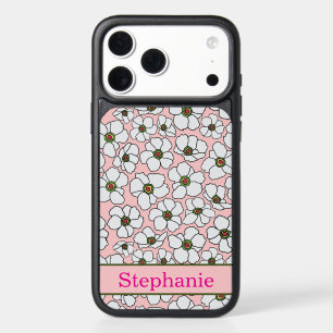 Mod Floral Print On Pink With Personalization iPhone 17 Pro Max Case
