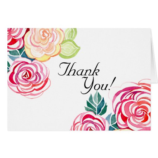 Mod Floral Roses Modern Art Flower Thank You Notes Greeting Card | Zazzle