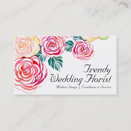 Mod Floral Roses Modern Art Flower Weddings Business Card Templates