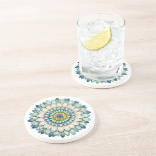 Mod Flower – Blue, Sage & Yellow Coaster