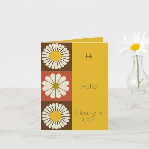 Mod Flower Bold White Yellow Everyday Greeting Card