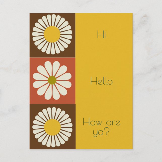 Mod Flower Bold White Yellow Everyday Postcard (Front)