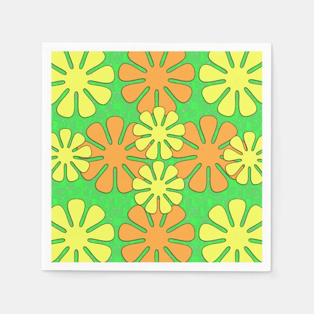 Mod Flower Design Napkins (Front)