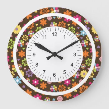 Mod Flower Large Clock by kitandkaboodle at Zazzle