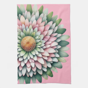 Mod Flower – Pink, Sage & Yellow Kitchen Towel