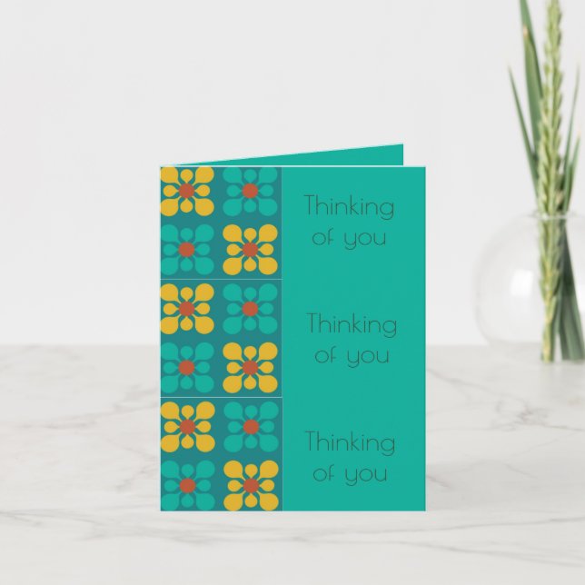 Mod Flower tile pattern Teal & Yellow, Everyday Card (Front)