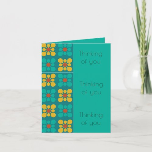 Mod Flower tile pattern Teal  Yellow Everyday Card