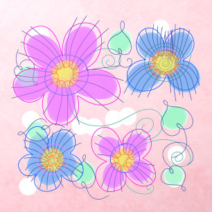 Mod Flowers And Dots Fancy Art Wall Decal