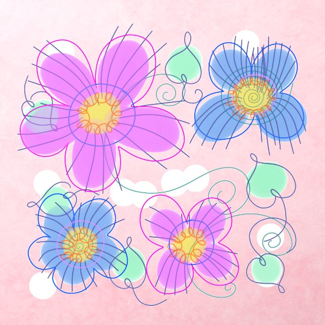 Mod Flowers And Dots Fancy Art Wall Decal (Insitu 3)