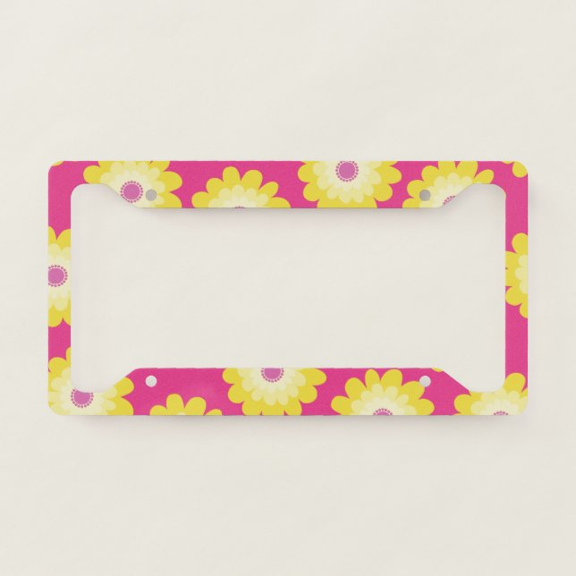 Mod Flowers License Plate Frame (Front)