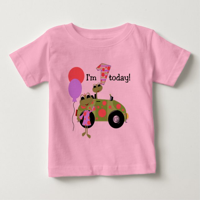 Mod Frogs 1st Birthday Baby T-Shirt (Front)