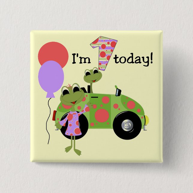 Mod Frogs 1st Birthday Button (Front)