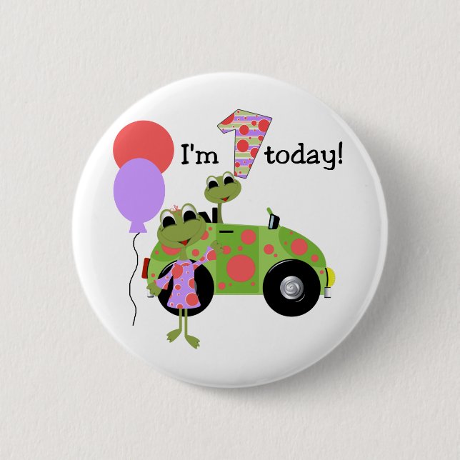 Mod Frogs 1st Birthday Button (Front)